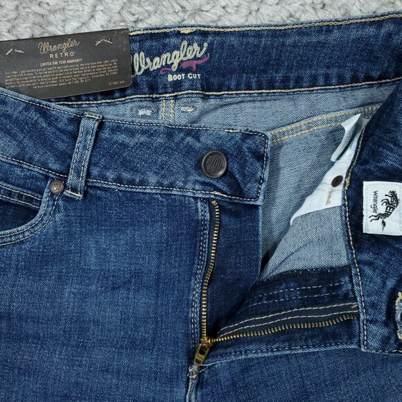 Wrangler Retro Mae Mid Rise Bootcut Jeans Medium Wash Blue Stretch Size 9 x 34 - Picture 5 of 8